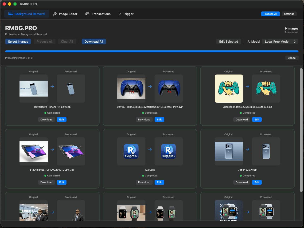 RMBG PRO for macOS Interface